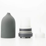 Vitruvi Stone Diffuser, Ceramic Ultrasonic Essential Oil Diffuser for Aromatherapy, Charcoal, 90ml Capacity, Grey