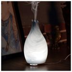 Ellestfun Essential Oil Diffuser 120ml, Handmade Glass Art Cloud Pattern,Ultrasonic Aromatherapy Diffuser with Intermittent Setting, Soft and Bright Night Light, Cool Mist Humidifier for Home