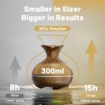 Essential Oil Diffusers for Home, 300ml Portable Small Aromatherapy Diffuser, Ultrasonic Diffusers for Essential Oils, Auto Shut-Off 4 Timers 15 Colors for Office Home (Brown)