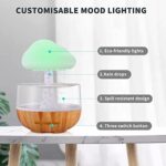 Weljoy Zen Raining Cloud Night Light Aromatherapy Essential Oil Diffuser Micro Humidifier Desk Fountain Bedside Sleeping Relaxing Mood Water Drop Sound (White)