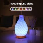 INRORANS Art Glass Essential Oil Diffuser – 160ml Ultrasonic Cool Mist Scent Aroma Aromatherapy Diffuser, Intermittent with Auto Shut-Off Timer Setting &7 Colors Night Light for Home -Ethereal Time