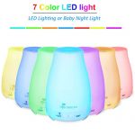Diffuserlove 200ML Essential Oil Diffusers Ultrasonic Mist Humidifiers BPA-Free Aromatherapy Diffuser with 7 Color LED Lights Waterless Auto Shut-Off for Bedroom Office Kitchen