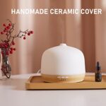 Ceramic Essential Oil Diffusers for Home Large Room, Aromatherapy Scent Air Diffuser Ultrasonic Aroma Defusers 500ml with Timed—Wood