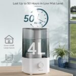 BREEZOME 4L Humidifiers for Bedroom, Top Fill Cool Mist Essential Oil Diffuser, Ultrasonic Humidifiers for Baby, Plants, Nursery, Humidifiers for Large Room Last up to 50 Hours