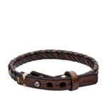 Fossil Men’s Braided Leather Bracelet, Color: Black/Brown (Model: JA5932716)