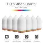 200ML Ceramic Diffuser,Aromatherapy Diffuser,Essential Oil Diffuser with 7 Color Lights Auto Shut Off for Home Office Room,Wood Grain Base 23Model (1/3/6/ON hrs Working time)