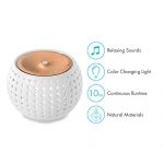 Ellia, Gather Ultrasonic Aroma Diffuser, White, Ceramic & Wood, 200mL Humidifier with Color-Changing Light & Mood Sounds, 10 Hours Continuous Runtime, 20 Hours Intermittent Runtime, 3 Oil Samples