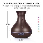 JiamingEssential Oil DiffuserAromatherapy Diffuser Ultrasonic Cool Mist Humidifier Natural Aroma Therapy Air Diffuserswith 7 LED Color Changing Light  (400ML) for Bedroom  Yoga RoomDeep Wood Grain