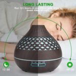 Zoeson 500ML Ultrasonic Aroma Diffuser with Mist & Colorful Light Control,Timing Function (Dark Wood Grain)