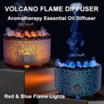 YALEDI Aromatherapy Essential Oil Diffuser, 560ml Ultrasonic Cool Mist Diffuser/Humidifier with Flame & Volcano 2 Mist Mode, for Bedroom,Office,Home, Auto Shut-Off, Remote Control, Gift (Blcak)