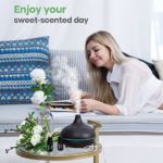 Oil Diffuser, 500ml Aroma Diffuser with 6x10ml Top Essential Oils Included, 7×2 Colorful LED Night Light, 23dB Quiet BPA-Free Diffuser, 16H Lasting Aroma, 4 Timers Diffuser for Home, Office, Auto Off