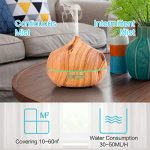 RENWER Essential Oil Diffuser, 400ml Wood Grain Ultrasonic Cool Mist Humidifier, Diffuser for essential oils, 4 Timer 7 Color LED Lights Waterless Auto Shut-off for Yoga/Spa/Bedroom