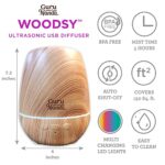 Woodsy Ultrasonic Aromatherapy Diffuser by GuruNanda, Essential Oil Diffuser and Cool Mist Humidifier with Auto Shut-Off, 7 LED Lights & 5 Modes for Large Room Office, Yoga, Relax (150 mL)