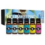 Housekeeping – Gift Set of 6 Premium Fragrance Oils – Clean Cotton, Lemon Blossom, Lemon Grass, Sweet Pea, Ocean Breeze and Mountain Rain – 10ML