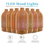 VICTORIA AROMA Essential Oil Diffuser – Multifunction Aromatherapy Diffuser 7 LED Color Changing Light 100ML Rattan Diffuser Easy to Clean Suitable for Home,Office