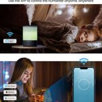 Cool Mist Humidifiers for Bedroom Large Room, Esemoil Upgraded 2.5L Smart WiFi Baby Air Humidifier with Top-Fill & 28dB, 24H & BPA-Free Ultrasonic Diffuser for Plants, 8 Color Light, Works with Alexa