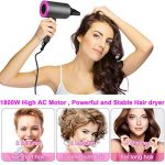 Ionic Hair Dryer, 1800W Professional Blow Dryer, Fast Drying Negative Ion Hairdryer Blowdryer, 3 Heat Setting/2 Speed/Powerful AC Motor Blow Dryer, 2 Nozzles&1 Diffuser for Women Man Kids Hair Care