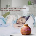 Essential Oil Diffuser, Remote Control Diffusers for Essential oils, Ultrasonic Humidifier, Aromatherapy Diffuser with 7 Color Changing LED Lights & Waterless Auto-Off (Light brown)