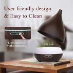 ASAKUKI Essential Oil Diffuser, 400ml Oil Diffuser Ultra-Silent Humidifier, Aromatherapy Ultrasonic Diffuser for Home and Office, Elegant Lights and Waterless Auto-off