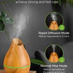 InnoGear Essential Oil Diffuser, 150ml Diffuser for Essential Oils Aromatherapy Diffuser Cool Mist Humidifier with Rapid Diffusion Mode 7 Colors Light Waterless Auto-Off for Home and Office, Yellow