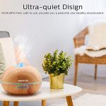 Essential Oil Diffuser, 400ml Ultrasonic Remote Control Aromatherapy Diffuser, Cool Mist Humidifier with 4 Timer & 7 Ambient Light Settings, Waterless Auto-Off, Wood Grain (Yellow)