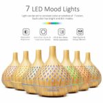 ASAKUKI Essential Oil Diffuser with Remote Control, 400ml Cool Mist Humidifier, 16 Hours Operation Aroma Diffuser with Waterless Safety Switch & 14 LED Colors