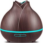URPOWER 400ml Wood Grain, Running 10+ Hours Aromatherapy Diffuser for Essential Oils with 2 Mist Modes 4 Timer Setting, Whisper Quiet Humidifiers for Bedroom, Home, Office